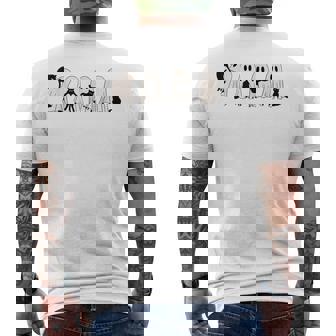 Ghost And Black Cat Cute Ghost Holding Cat Men's T-shirt Back Print - Monsterry