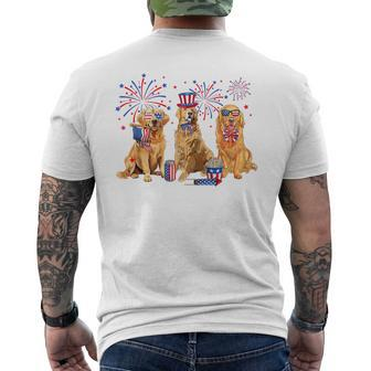Golden Retriever Dog 4Th Of July American Usa Flag Patriotic Men's T-shirt Back Print - Monsterry UK