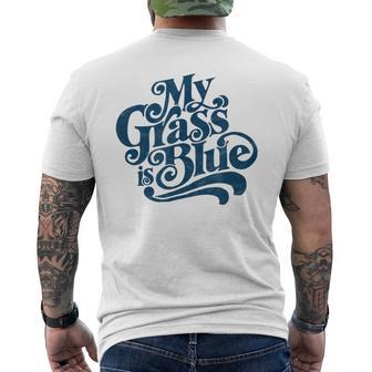 My Grass Is Blueintage Bluegrass Hand Lettering Retro T-Shirt mit Rückendruck - Geschenkecke