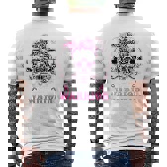 Halloween Fight Like A Warrior Sugar Skull Breast Cancer Men's T-shirt Back Print - Thegiftio