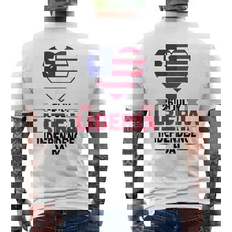 Happy Liberia Independence Day Liberia Liberian Flag Heart Men's T-shirt Back Print - Seseable