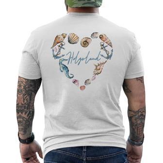 Helgoland Muschelherz Nordsee Muscheln Anker T-Shirt mit Rückendruck - Geschenkecke