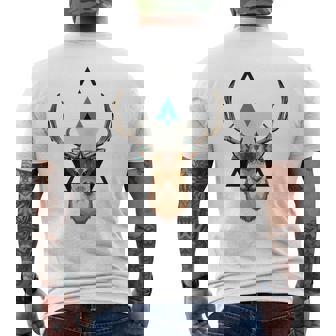 Hipster Geometric Deer Cool Hobbies Hunting Hunter Tank Top Men's Back Print T-Shirt - Monsterry