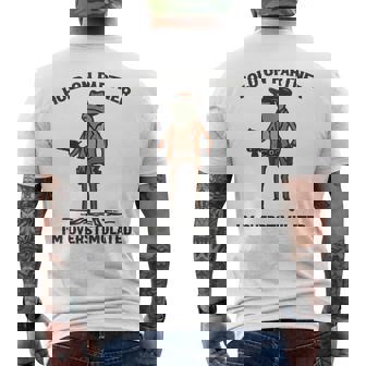 Hold On Partner I'm Overstimulated Cowboy Frog Vintage Men's T-shirt Back Print | Mazezy