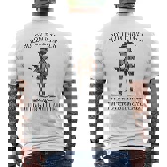 Hold On Partner I'm Overstimulated Cowboy Frog Vintage Men's T-shirt Back Print | Mazezy