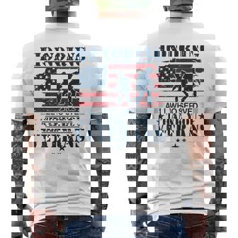 Honoring All Who Served Thank You Veterans Day Us Veteran Men's T-shirt Back Print - Thegiftio UK