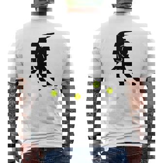 Hound Dog Puppy Plays Fetch With Yellow Tennis Balls Men's Back Print T-Shirt - Monsterry