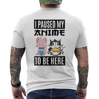 Ich Habe Meinen Anime Pausiert Hier Zu Sein Ramen Kawaii Cat Gray T-Shirt mit Rückendruck - Geschenkecke