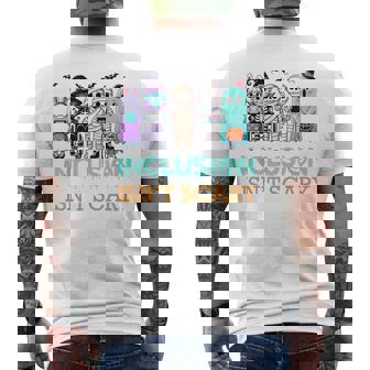 Inclusion Isn't Scary Halloween Teacher Mummy Skeleton Ghost Men's Back Print T-Shirt - Monsterry