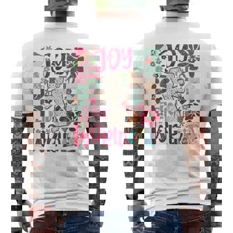 Joy To The World Christmas Nativity Scene Boho Flower Men's Back Print T-Shirt - Monsterry