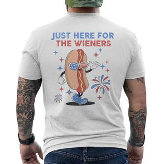 Just Here For The Wieners 4Th Of July Hot Dog Retro Men's T-shirt Back Print - Monsterry AU