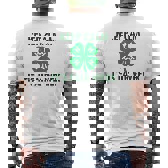 Keep Calm It's Fair Week H Four-Leaf Green Clover Event Men's T-shirt Back Print - Monsterry