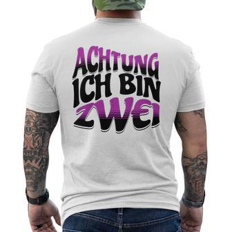 Kinder Achtung Ich Bin Zwei Geburtstag 2 Geburtstagsfeier T-Shirt mit Rückendruck - Geschenkecke