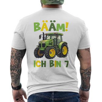 Kinder Bääm Ich Bin 7Ier Jahre Junge 7Th Birthday Tractor T-Shirt mit Rückendruck - Geschenkecke