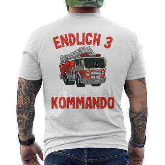 Kinder Endlich Drei Jahre 3Rd Birthday Boys Fire Brigade 80 T-Shirt mit Rückendruck - Geschenkecke