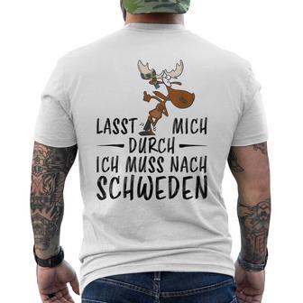 Lass Mich Durch Ich Muss Nach Sweden Blue T-Shirt mit Rückendruck - Seseable