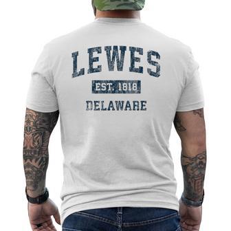 Lewes Delaware Deintage-Sportdesign Marineblau-Druck T-Shirt mit Rückendruck - Geschenkecke