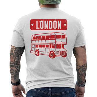 London Red Double Decker Bus Old Style Fun British Icon Premium Men's Back Print T-Shirt - Monsterry UK