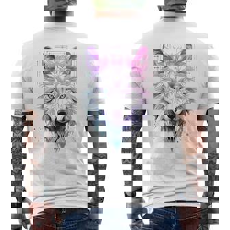 Loup Animal Fantaisie Motif Abstrait Illustrationisage Loup T-shirt imprimé au dos - Cadeauxyz