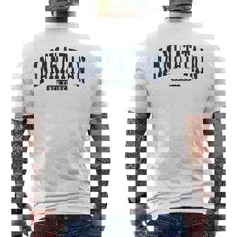Manhattan New York Ny College University Style Navy Men's T-shirt Back Print - Monsterry