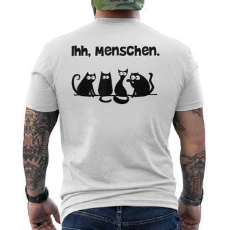 Her Menschen Cat Cat Motif T-Shirt mit Rückendruck - Geschenkecke