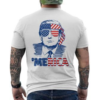 'Merica Trump Trump American Flag Men's T-shirt Back Print - Monsterry CA