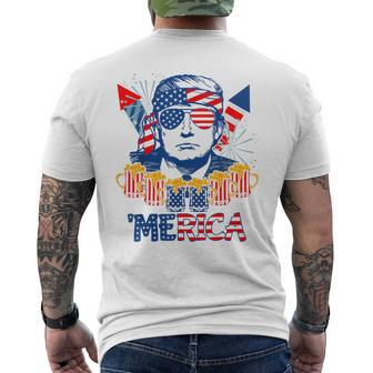 'Merica Trump Drink Beer 4Th Of July American Flag Fireworks Men's T-shirt Back Print - Monsterry UK