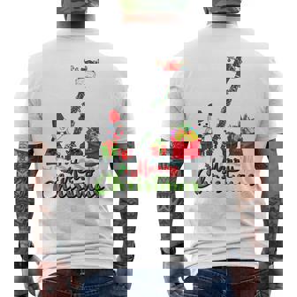 Merry Christmas Santa Reindeer Clarinet Musical Snowman Men's T-shirt Back Print - Monsterry