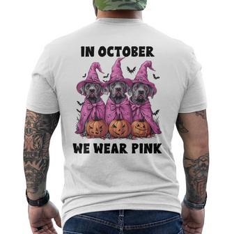 In October We Wear Pink Great Dane Halloween Breast Cancer Men's T-shirt Back Print - Monsterry