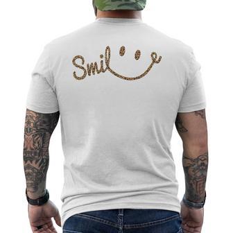 Patrón De Leopardo Sonriente Cara Feliz Sonriente Lindoibe Gráfico Camiseta Hombre Estampado Espalda - Regaloses