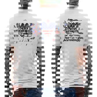 Peace Love Pitbull 4Th Of July American Flag Usa Men's T-shirt Back Print - Monsterry
