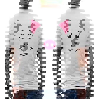 Pig Cute Animal Face Grin Costume Carneval Halloween Men's Back Print T-Shirt - Monsterry
