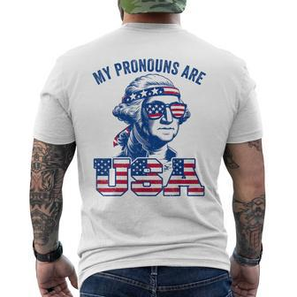 My Pronouns Are Usa Patriotic 4Th Of July Men's T-shirt Back Print - Monsterry CA