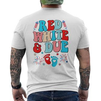 Red White And Due 4Th Of July Pregnancy Dress Baby Reveal Men's T-shirt Back Print - Monsterry AU