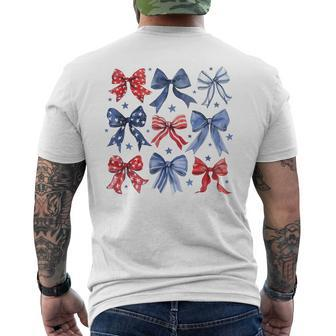 Retro 4Th Of July Coquette Bows American Flag Usa Patriotic Men's T-shirt Back Print - Monsterry AU