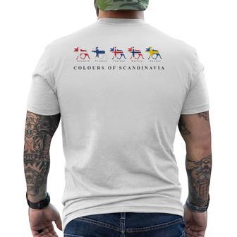 Scandinavia Flags Elk Colours Sweden Norway Iceland Gray T-Shirt mit Rückendruck - Geschenkecke