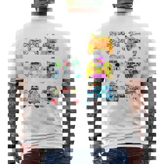 Skeleton Zombie Gaming Controllers Halloween Gamer Mummy Boy Men's T-shirt Back Print - Seseable