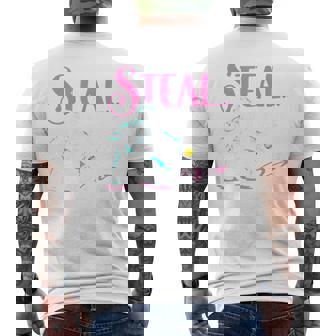 Softball Catcher Sports Softball Player Men's T-shirt Back Print - Monsterry