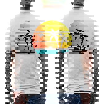 Sunset Coconut Palm Trees Summer Vibes Retro Tropical Summer Men's T-shirt Back Print - Thegiftio UK