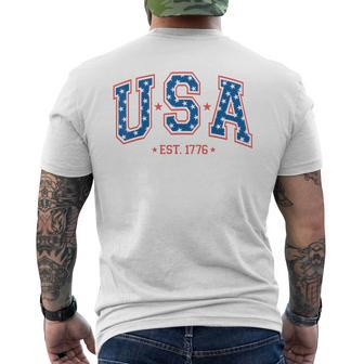 Usa Est 1776 4Th Of July Patriotic Us American Flag Men's T-shirt Back Print - Monsterry CA