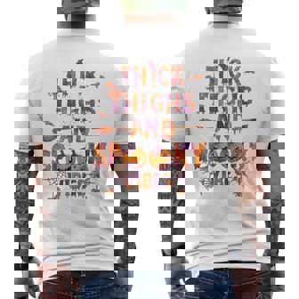 V4vo Thick Thighs And Spooky Vibes Pumpkin Halloween Men's T-shirt Back Print - Monsterry