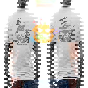 Vampire Ghost Zombie Witch Cats In Pumpkin Cute Halloween Men's T-shirt Back Print - Monsterry
