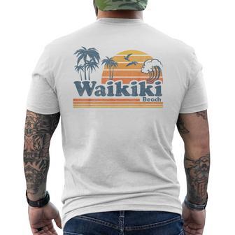 Waikiki Honolulu Hawaii Vintage Beach Surfing Retro Hawaiian Men's T-shirt Back Print | Seseable FR