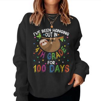 100Th Day Of School Sloth 4Th Grade 100 Days School Women Sweatshirt - Monsterry CA