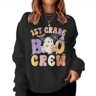 1St Grade Boo Crew First Grade Halloween Costume Teacher Women Sweatshirt - Thegiftio UK