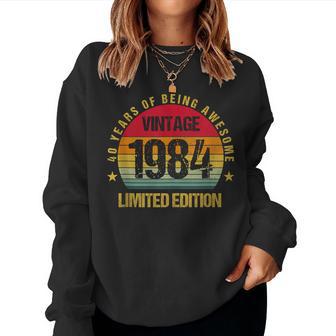 40 Years Old Forty 1984 Vintage 40Th Birthday Cute Women Sweatshirt - Thegiftio UK