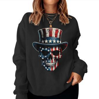 4Th Of July American Flag Skull Skeleton For Men Women Sweatshirt - Monsterry CA