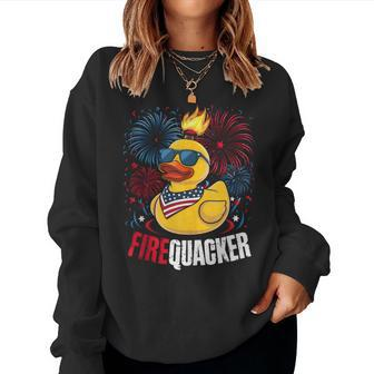 4Th Of July Duck Firequacker Patriotic Fourth Of July Women Sweatshirt - Monsterry DE