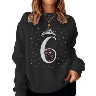 6 Herzen Krone 6 Jahre Alt Happy 6Th Birthday Mädchen Frauen Sweatshirt Frauen - Geschenkecke