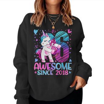 6 Years Old Flossing Unicorn 6Th Birthday Girl Party Women Sweatshirt - Thegiftio UK